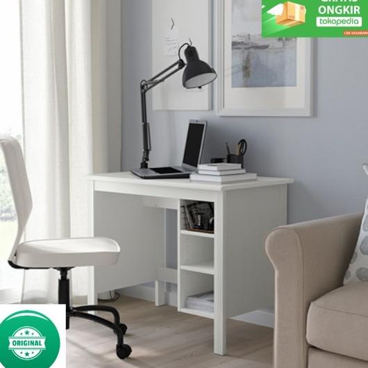 Lkea Meja Kerja/Meja Belajar Dg Kotak Penyimpan 90X52Cm Ori_Putih Jtv65U1D5U