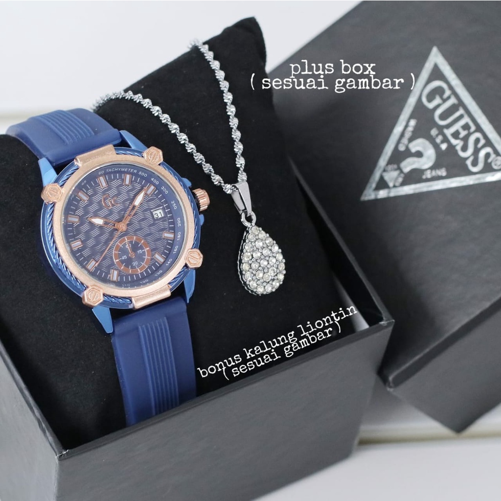 JAM TANGAN WANITACEWEK MURAH GC TALI KARET FREE KALUNG IK7