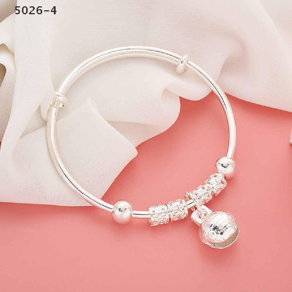 5026-4 Vintage Fashion Women Bell Jewelry Silver Plated Cuff Bracelet Charm Bangle Gift 5026-4