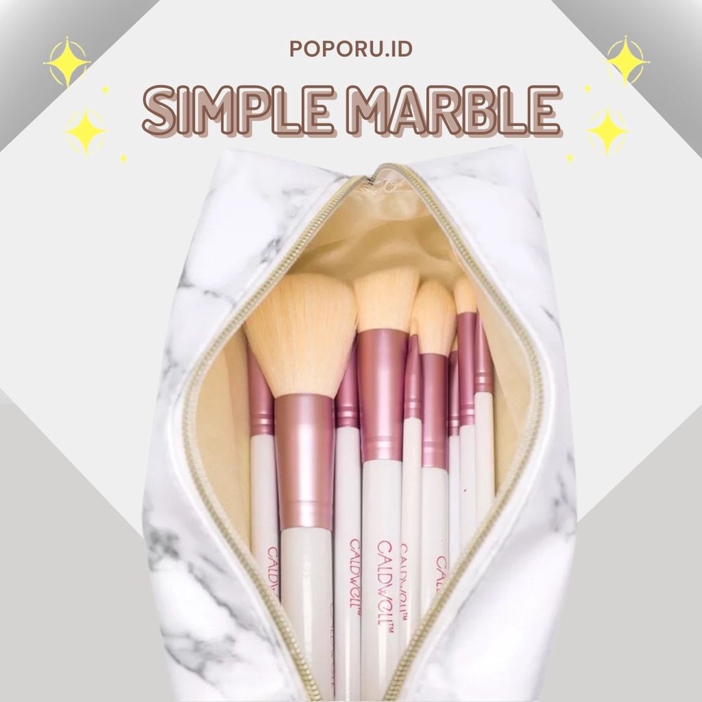 POPORU LARA MARBLE RECTANGLE Pouch - cosmetics bag organizer for make up - tas tempat kosmetik