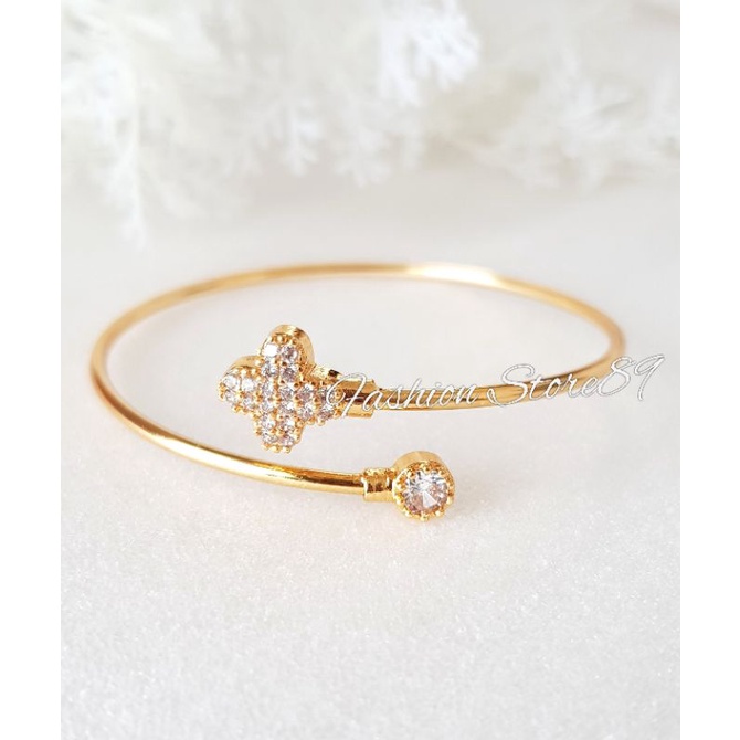 Gelang Fashion Bangle elastis kombinasi Branded Permata Tanam Gelang Dewasa Lapis Emas Impor Yaxiya bestquality