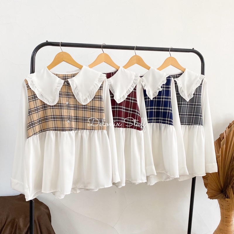 Shelby flanel peplum top