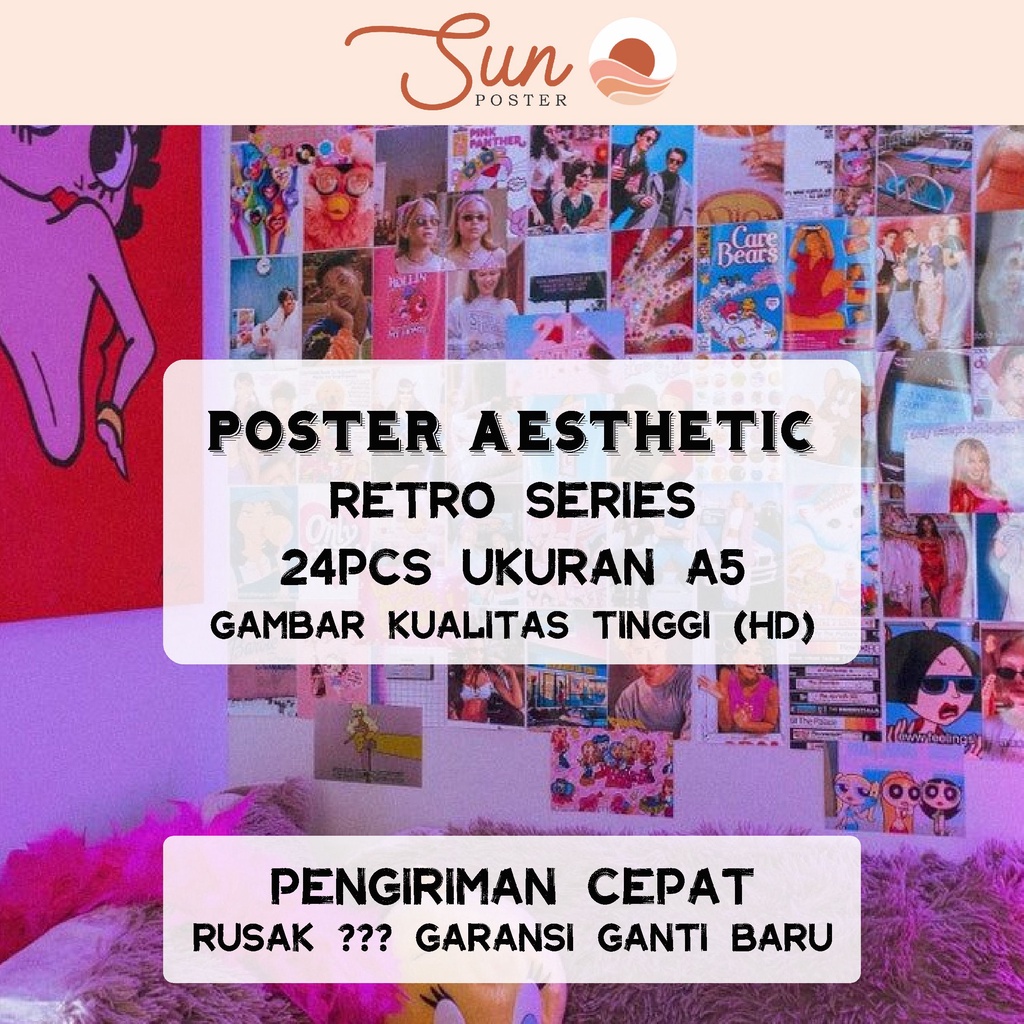 Poster Aesthetic Retro Series Dekorasi Dinding Kamar Tidur Aesthetic Stiker Sticker Dinding Aestheti