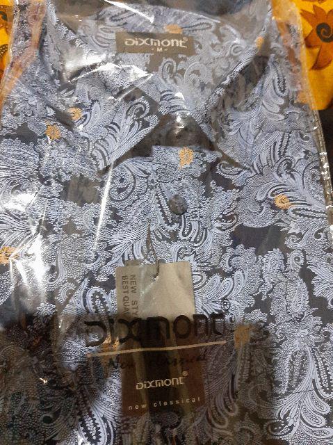 Kemeja Batik Pria Lengan Pendek Bs90 Katun Motif Modern Dixmont Semi Slimfit