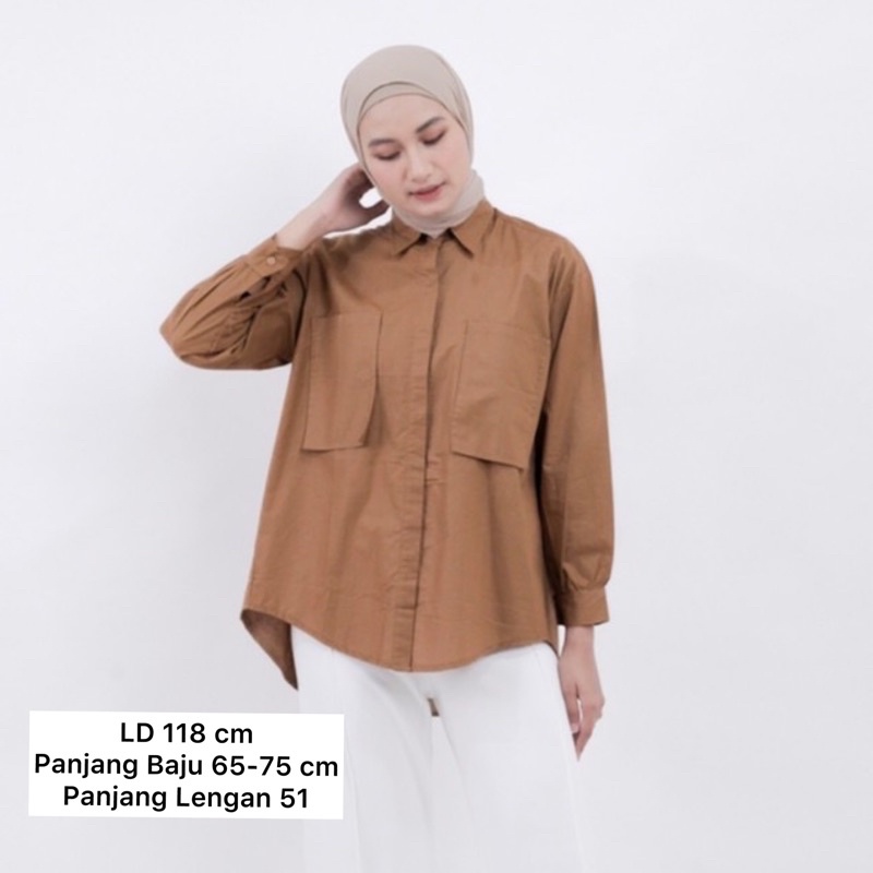 MONOCHROME OVERSIZE BLOUSE MOTIF - ATASAN RAYON FULL KANCING JUMBO / ATASAN RAYON KOMBINASI-KALIN SHIRT CHOCO