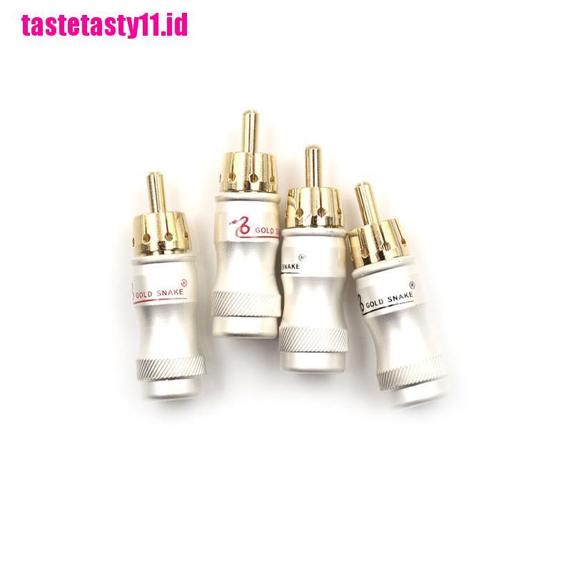 【TTID】4pcs Goldplated RCA Male Plug HIFI Audio Cable Audio Video Connector Adap