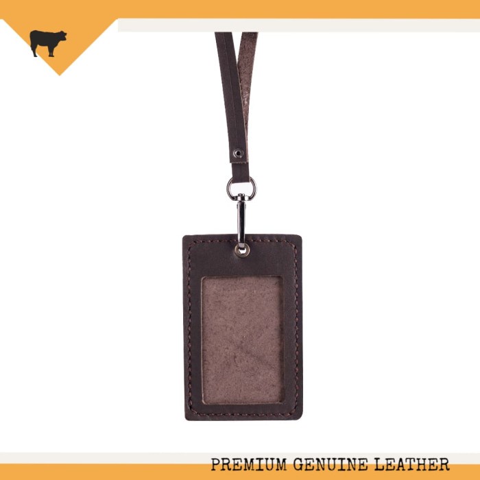

Promo Bulan Ini Name Tag Id Card Holder Kulit Asli Handmade Warna Dark Brown Limited