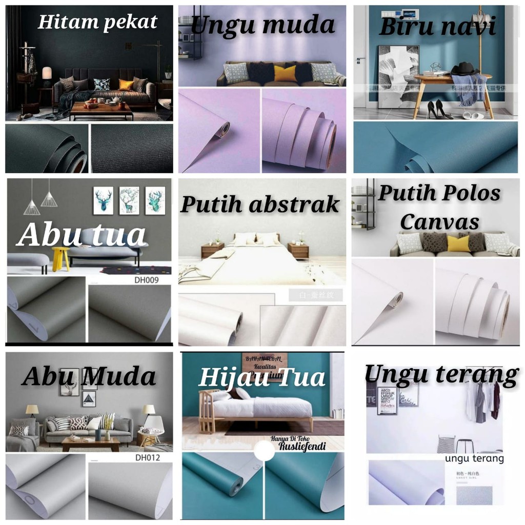 Wallpaper Abu Abu Polos / ungu /hijau tua / putih/hitam/ wallpaper