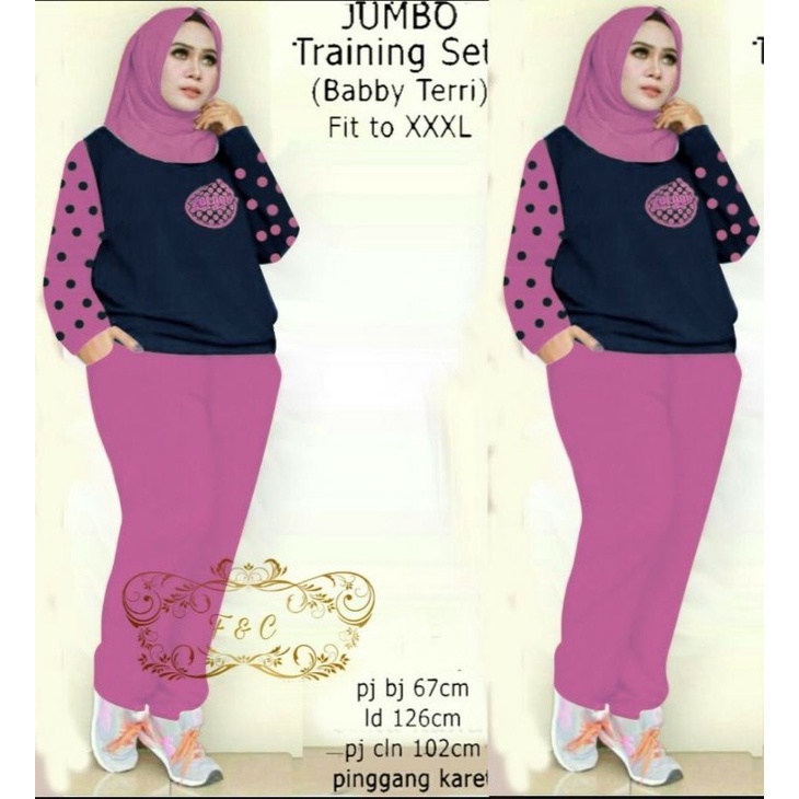 BISA COD✓SET SHAIRAH JUMBO / XXL / STELAN JUMBO WANITA/TRINING SET/SET OLAHRAGA/GOODQUALITY