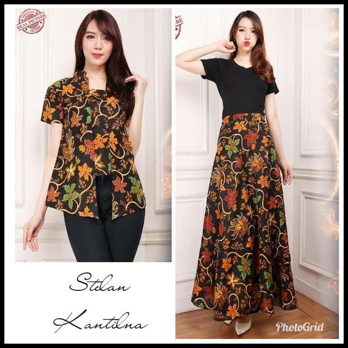 COUPLE ATASAN BLOUSE BATIK FABRIZIA DAN ROK PAYUNG MAXI WANITA