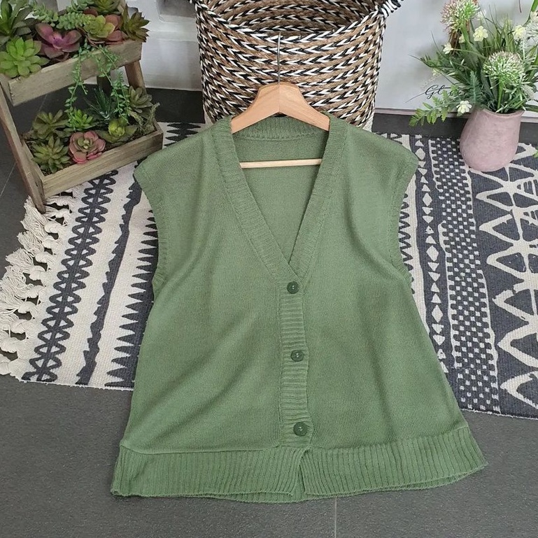 Rompi Rajut  Wanita Button Vest Korean Style Terbaru