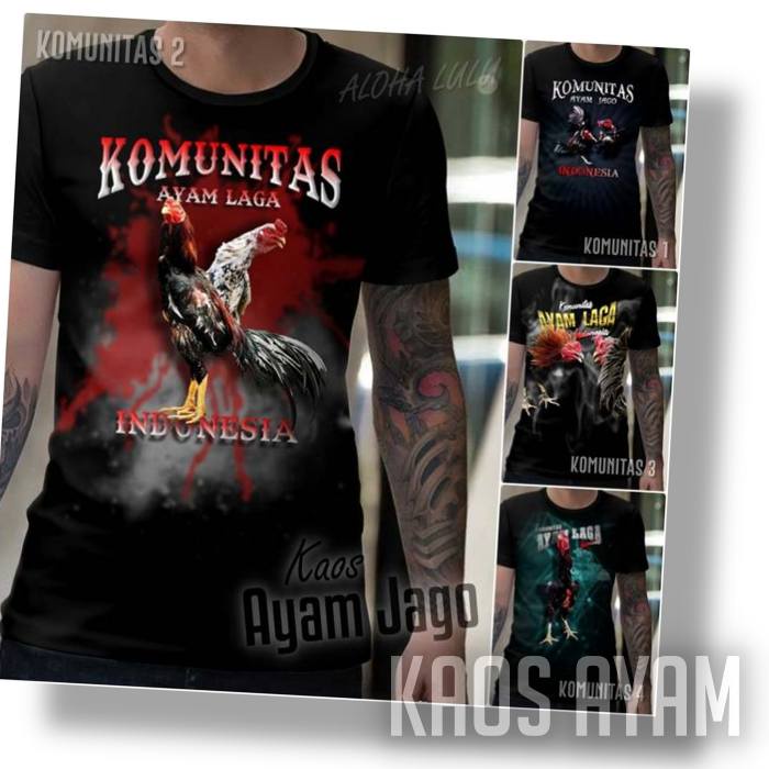 Baju Ayam Jago Petarung Kaos Komunitas Ayam Laga Indonesia Tshirt Ayam Bangkok Aduan