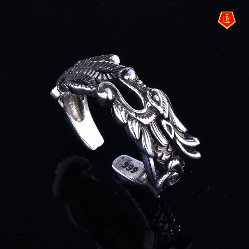 [Ready Stock]Fashion Retro Golden Auspicious Dragon Ring