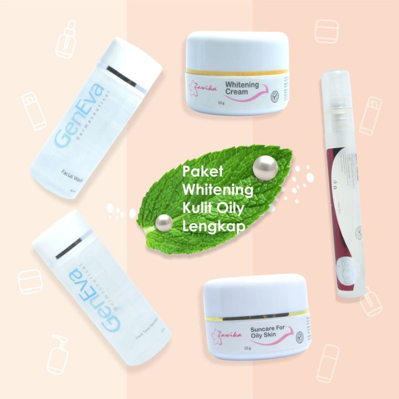 Paket glowing untuk kulit berminyak/pemutih wajah/krim aman/BPOM/zawika skincare/geneva