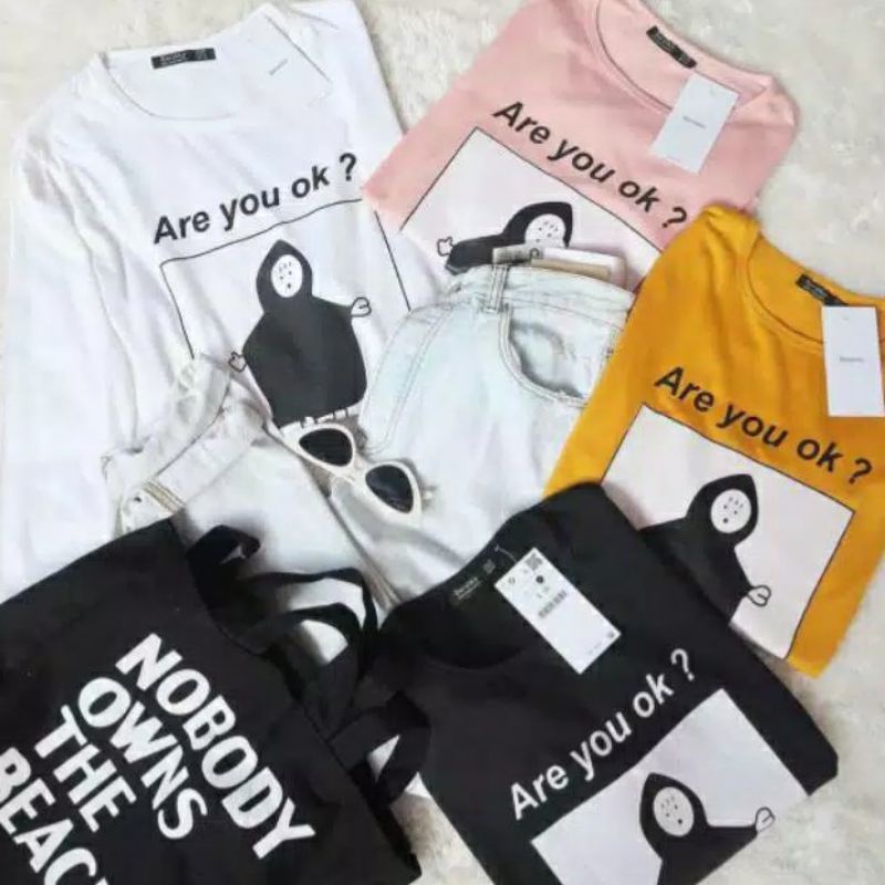 Kaos Wanita Lengan Panjang ARE YOU OK Kaos Lengan Panjang Wanita Baju Wanita Kaos Wanita kaos distro