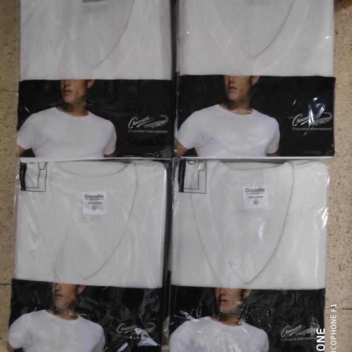 Kaos | Kaos Dalam/ Kaos Oblong Crocodile V Neck Putih