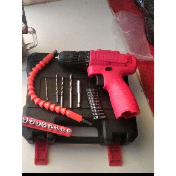 Bor baterai cordless 12v HDT CDD405 full set 1 baterai mata bor lengkap CDD 405