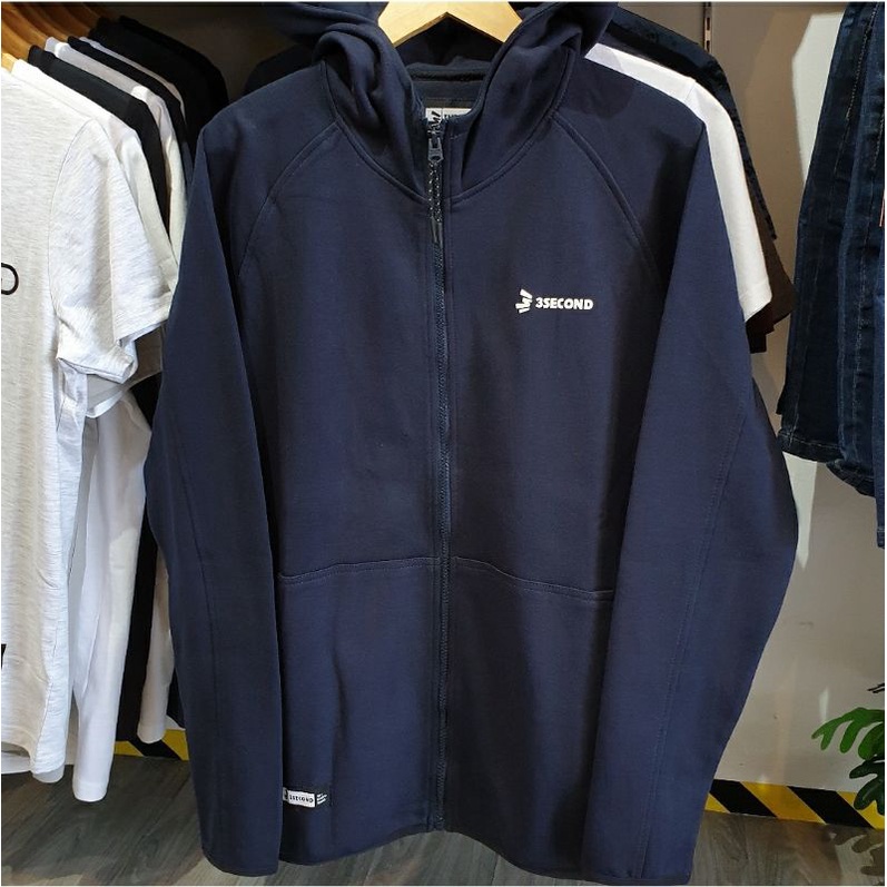 Jaket 3second Original Zipper Hoodie Double Knit Dark Blue