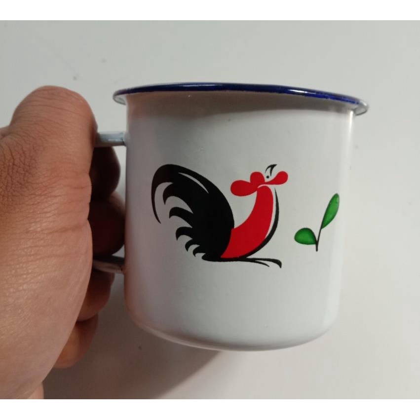 CANGKIR ENAMEL/SENG CUSTOME AYAM JAGO - CANGKIR KOPI -CANGKIR JADUL - CANGKIR KOPI