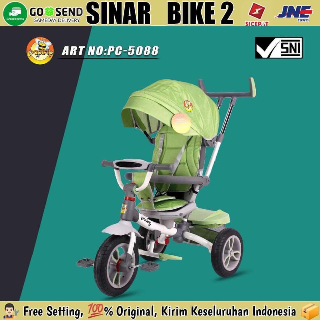 Sepeda Roda 3 Tiga PACIFIC PC 5088 Kursi Putar Tricycle Stroller Anak Bisa Rebahan