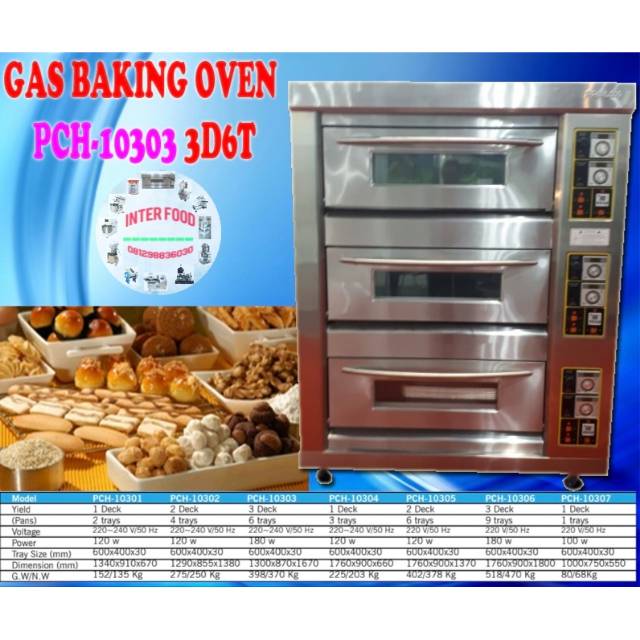 Oven gas 3 Deck 6 Tray primax