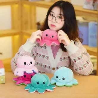 Boneka Gurita Octopus Doll Bisa Bolak Balik Cumi Ekspresi Rainbow Pelangi COD GM18