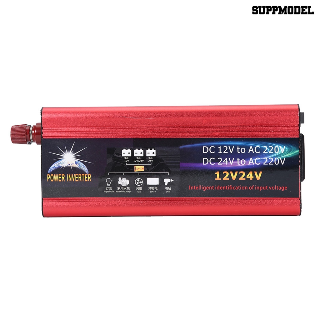 Adapter Converter Power Merah 6000W 12V / 24V Sensitivitas Tinggi Anti Karat Untuk Mobil