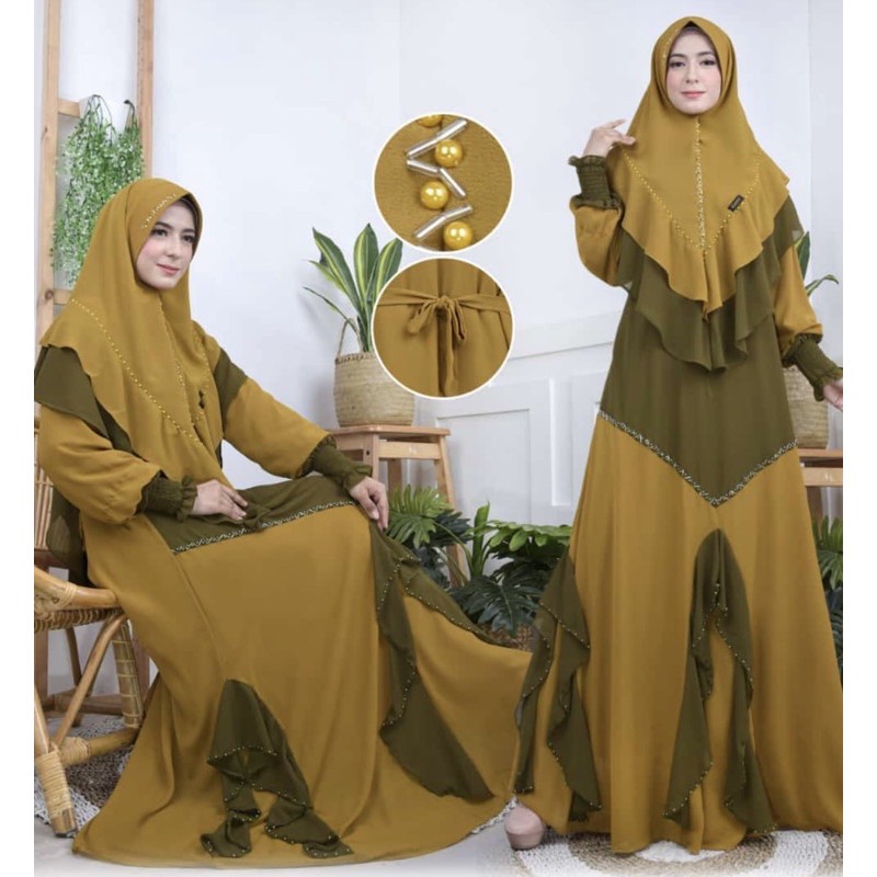 set syari premium gamis lilac syar'i lilac gamis syari syari mutiara set hijab set khimar