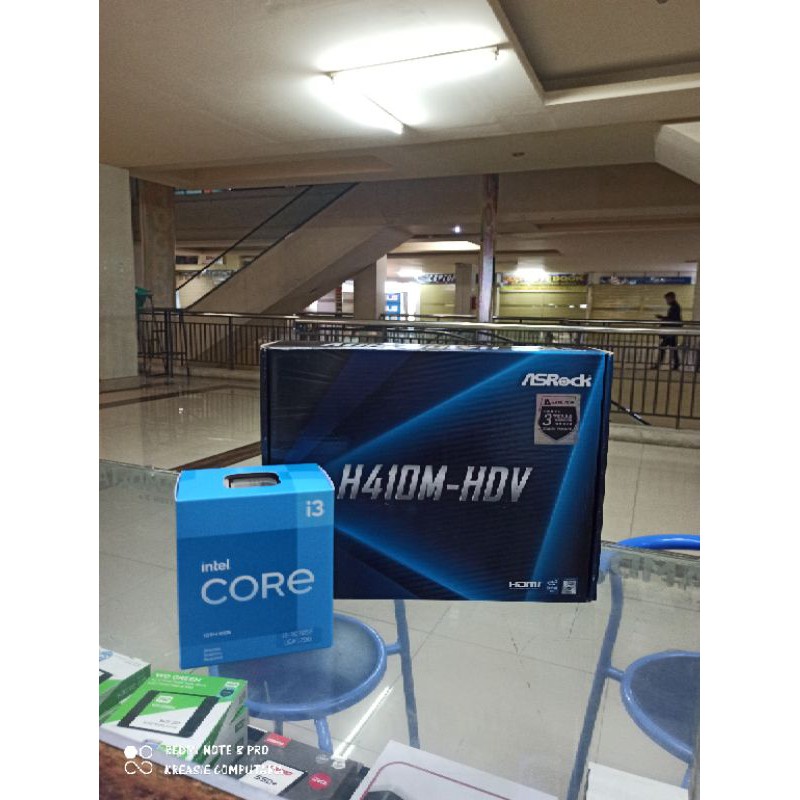 PAKET MOTHERBOARD ASROCK H410M HDV PROCESSOR INTEL CORE i3 10105F 3,7 GHZ BOX