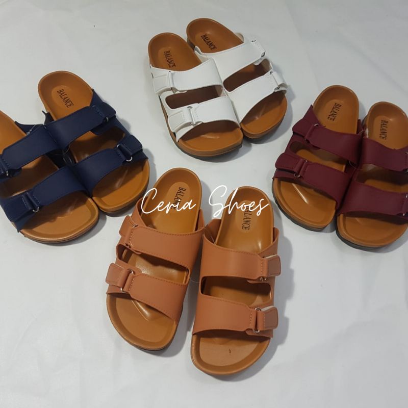 Sandal Slop Wanita Strap 2 Balance Bahan Karet Jelly Import Sol Coklat SCBAN2