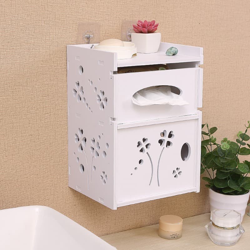 tempat tissue aesthetic murah rak tisu Toilet Tempel Gantung serbaguna minimalis box Tempat Penyimpanan tissue  sabun sampo shampo makeup kecantikan kosmetik Vintage DIY Shabby Chic Portable Kayu Murah serbagunagantung tempel tembok Tembok