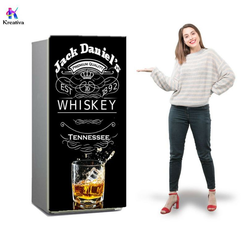 Stiker kulkas 1 pintu motif whiskey