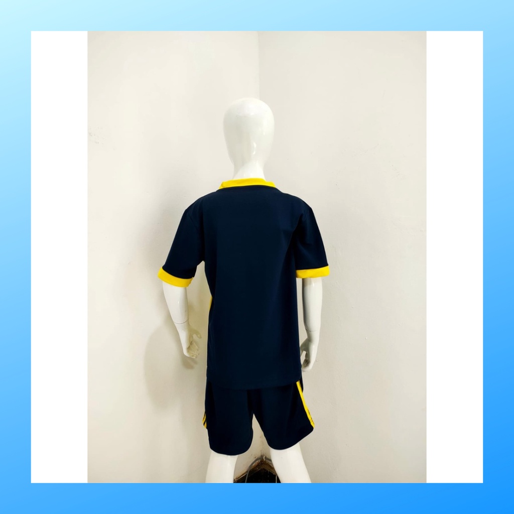 Kaos futsal anak laki-laki jersey sepak bola baju celana setelan jersy perempuan stelan t-shirt outfit seragam kostum olahraga casual suit pakaian jarsey oblong apparel sports jersi soccer ST.AD166 navy