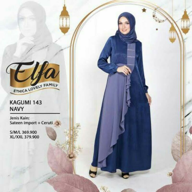Ethica | Elfa Kagumi 143 Navy Gamis Muslim Wanita