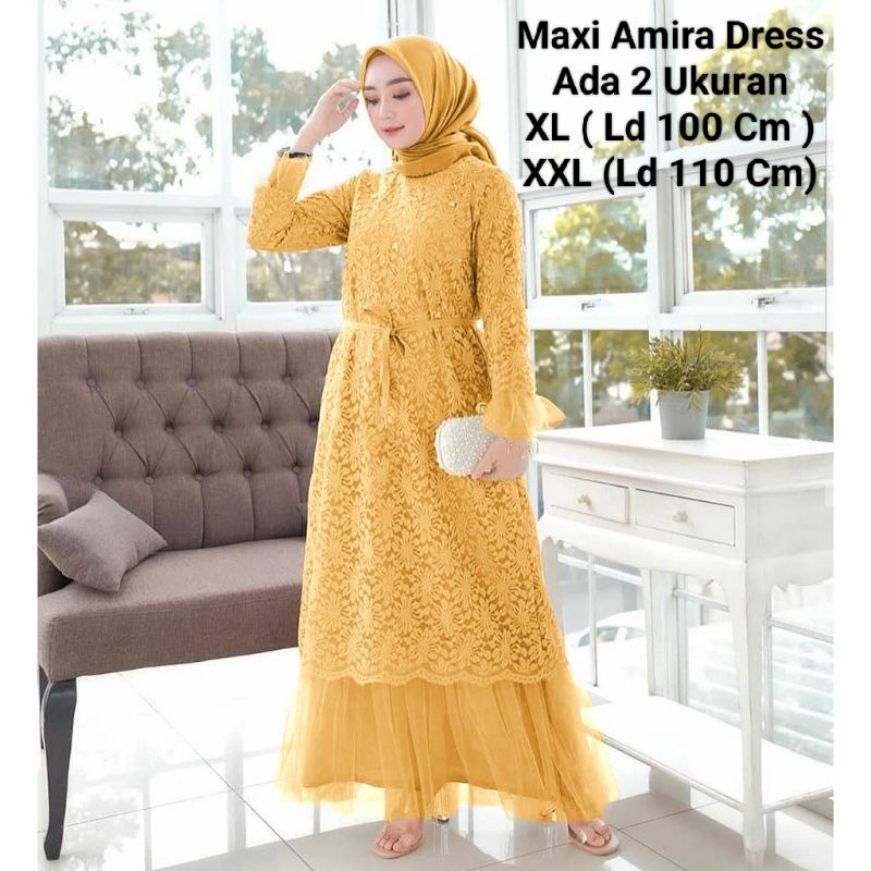 COD☑️PAKAIAN GAMIS WANITA BROKAT/MAXI AMIRA DRESS SIZE XL-XXL/PAKAIAN MUSLIM WANITA MAXI/DRESS WANITA BROKATGOOD QUALITY