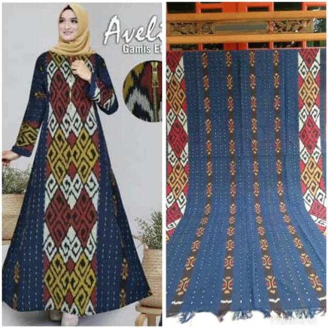 Gamis Tenun - gamis etnik -  baju tenun - baju kondangan