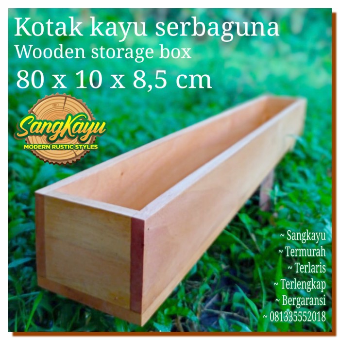 Kotak penyimpanan kayu serbaguna 80x10x8,5 cm storage box multi fungsi