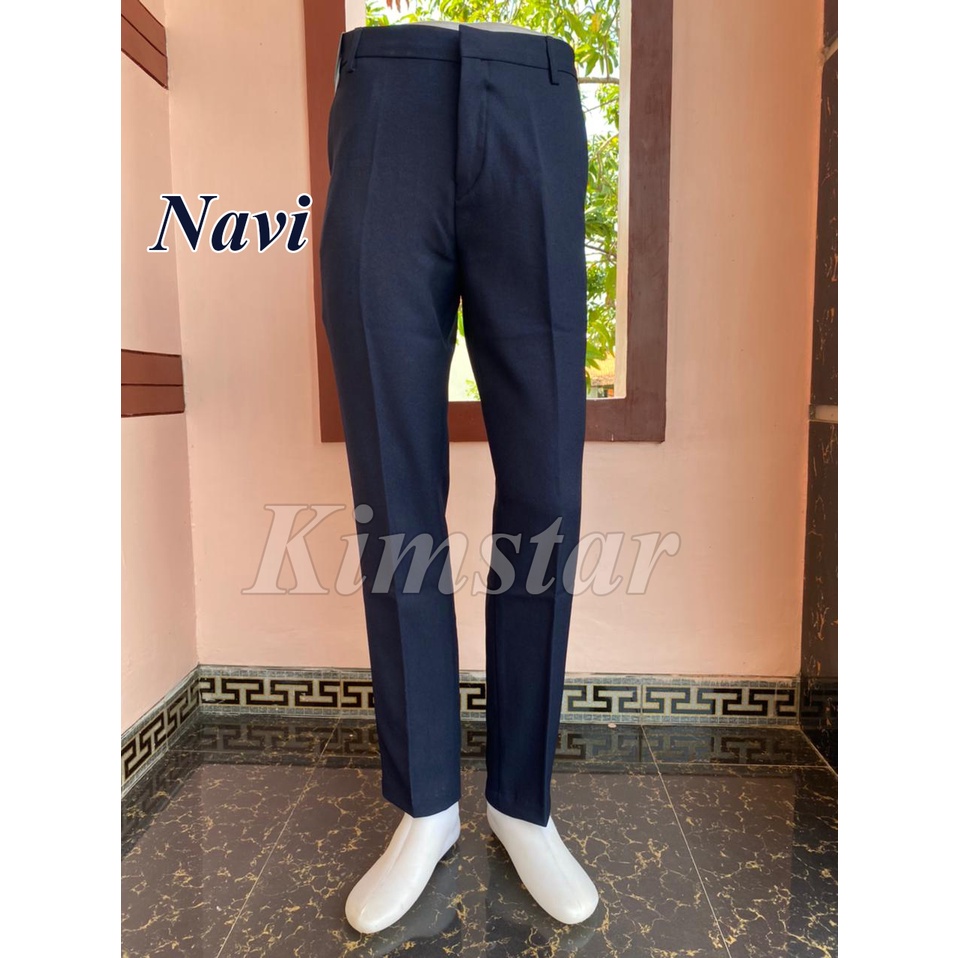 KIMSTAR - CELANA KANTOR FORMAL PRIA SLIMFIT BAHAN DASAR KAIN WOLL KUALITAS PREMIUM