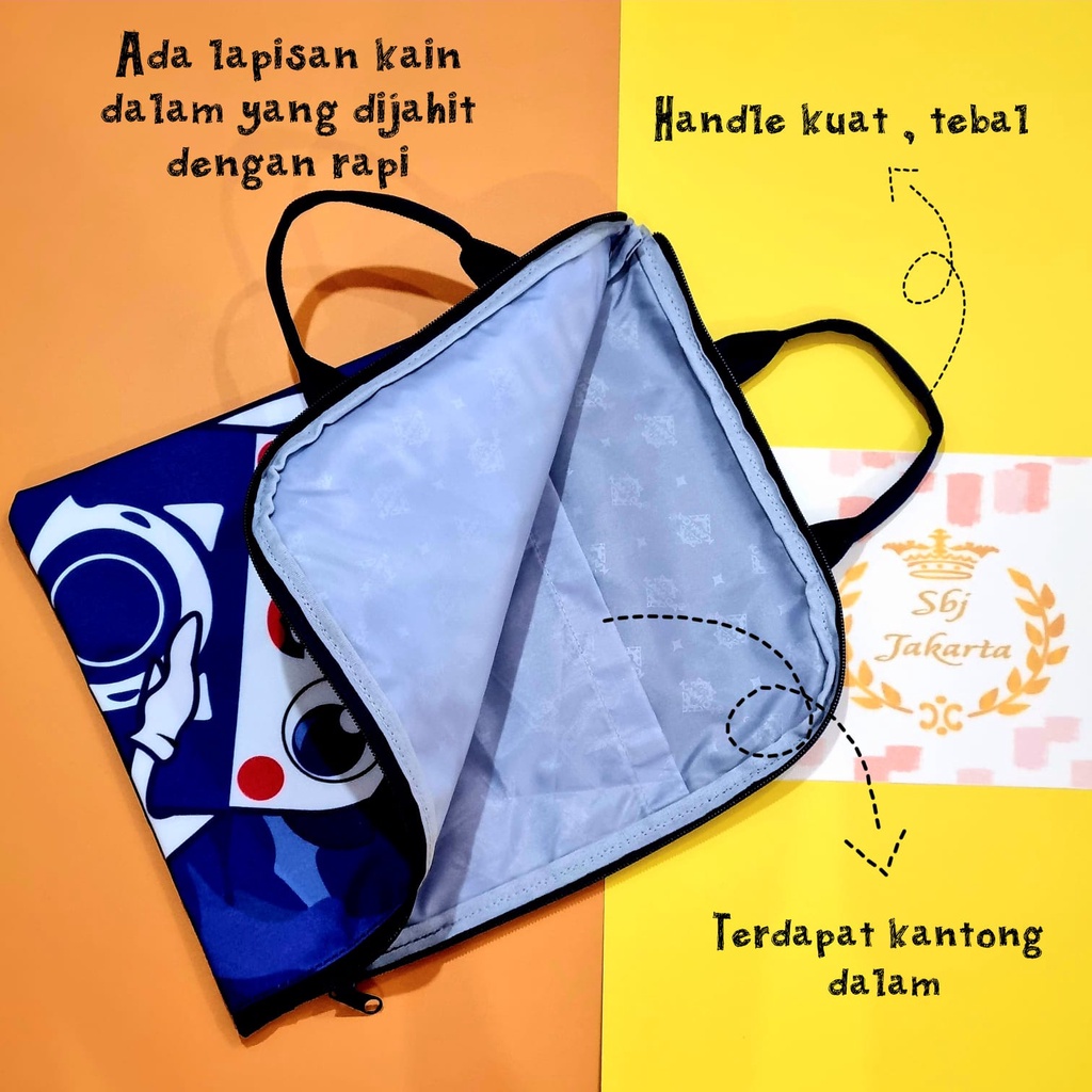 TAS FOLDER KANVAS PELINDUNG DOKUMEN A4 LAPTOP IPAD TABLET KAMIDA KIDS