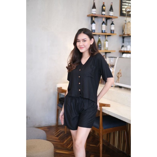 Baju Setelan wanita Kekinian set Crop Celana pendek Motif dan POlos / Set piyama/  setelan babydoll 