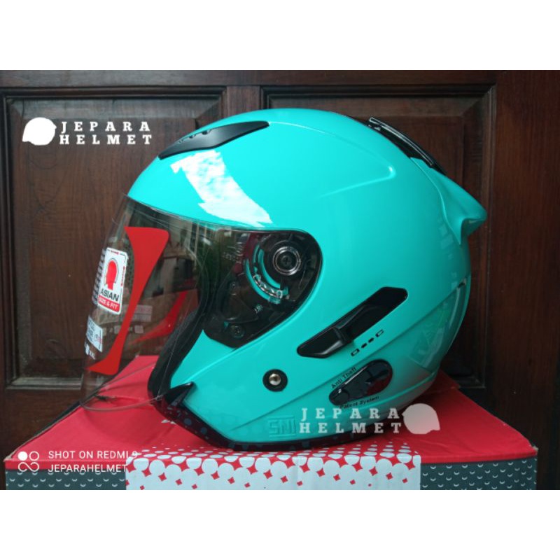 Helm KYT Galaxy Flat R Solid Motif Double Visor Original | KYT Half Face Galaxy Flat R Polos Black Hitam Doff Metalik Fire Red Merah Maroon Ferrari White Putih Gorila Grey Gunmetal Abu Aqua Blue Motif 4 5 Mimetic Neon Matrix Red Blue Yellow galaxy Slide-Aqua Blue