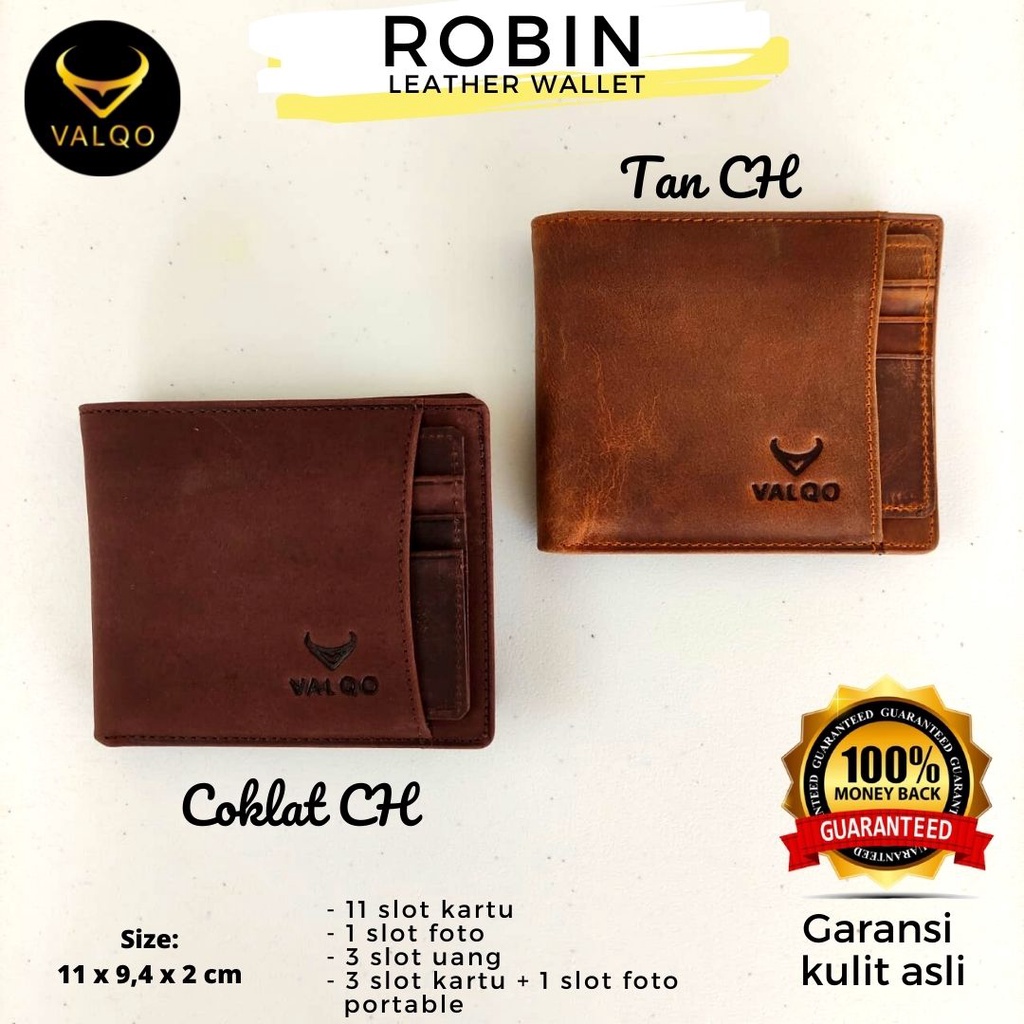 [VALQO] ROBIN Dompet Kulit Sapi Crazy Horse CH Dompet Pria Dompet Kartu Dompet Pendek Lipat