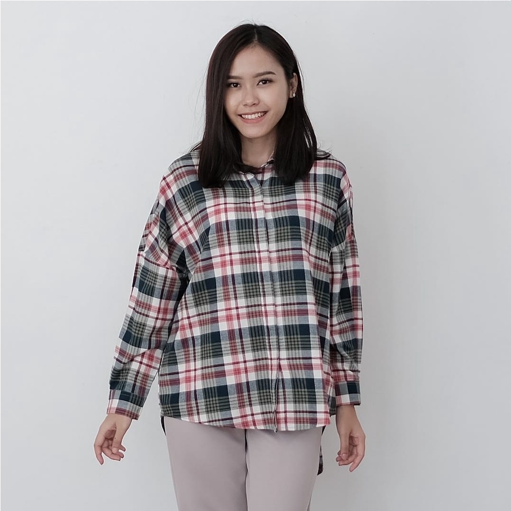 BEFAST - ZEC OOTD Wanita Kemeja KIOZ / Kemeja Flanel / Kemeja Wanita Terbaru / Kemeja Kotak-kotak Kekinian / Kemeja OOTD Hits