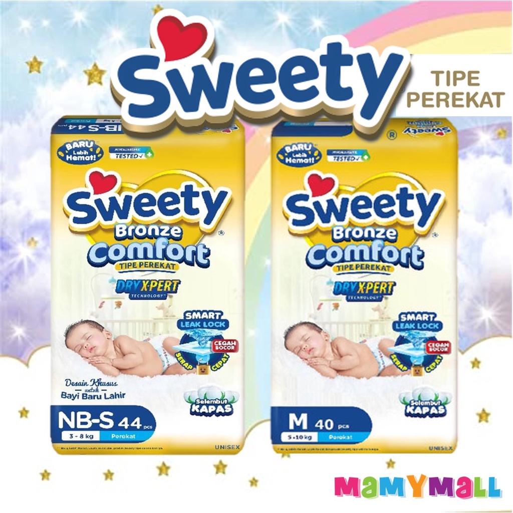 Sweety bronze dryxpert Comfort tipe perekat NB-S44 M40 tape popok sekali pakai dry xpert expert NBS4