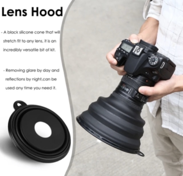 Ultimate Camera Lens Hood Large Reflection-free Collapsible Silicone Cover Anti-glass Camera Video