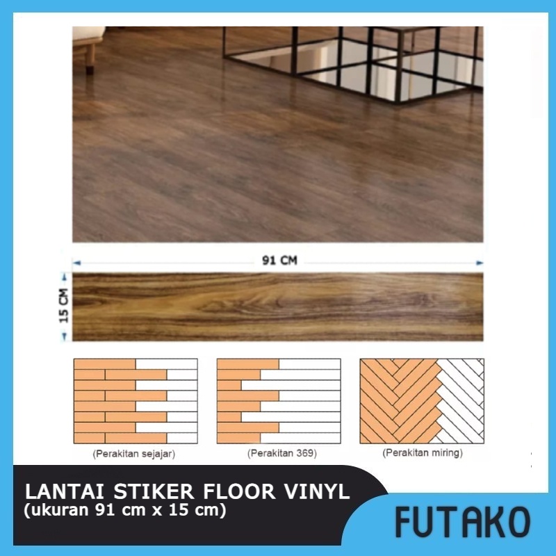 FUTAKO Floor Vinyl Lantai Stiker 91x15 Cm Dengan Perekat Tidak Mudah Patah