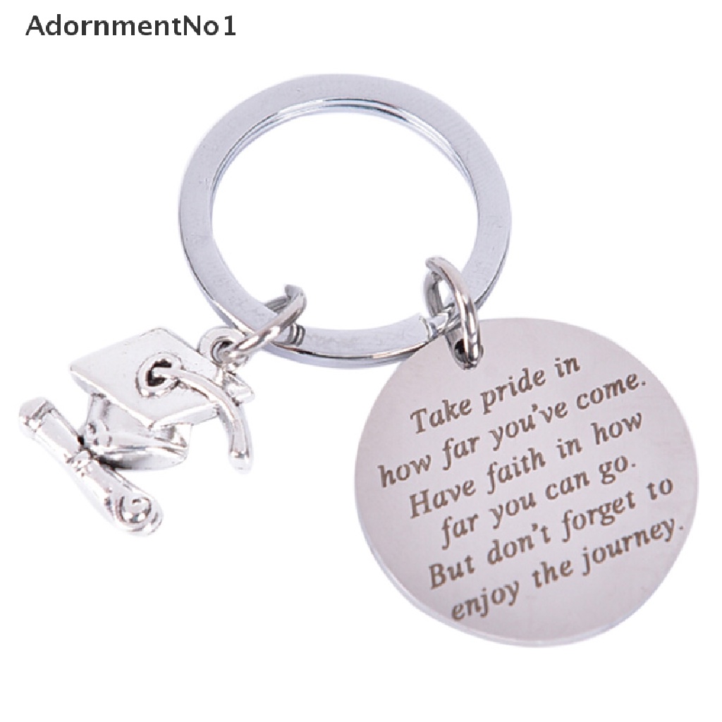 (AdornmentNo1) Gantungan Kunci Stainless Steel Motif Graduate in Pride Untuk Hadiah Kelulusan 2019