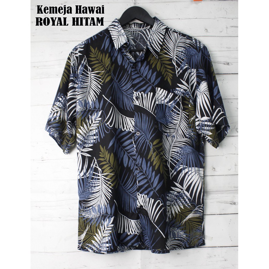 FORTGLASS Kemeja Pantai Pria Hawai Cowok Bali REGGAE Cowok Pendek Satai Rayon Halus Motif Daun HITS