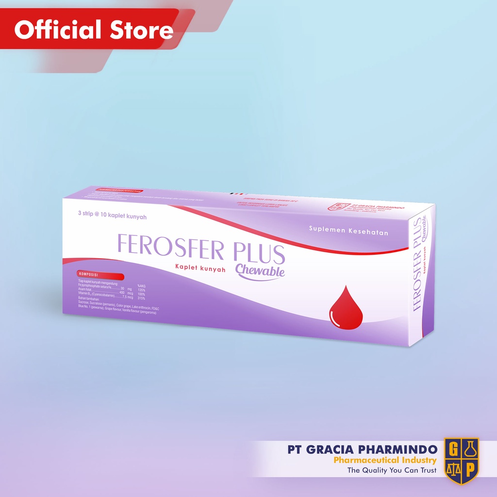 Ferosfer Plus Chewable Suplement Zat Besi, Asam Folat Dan Vitamin B12
