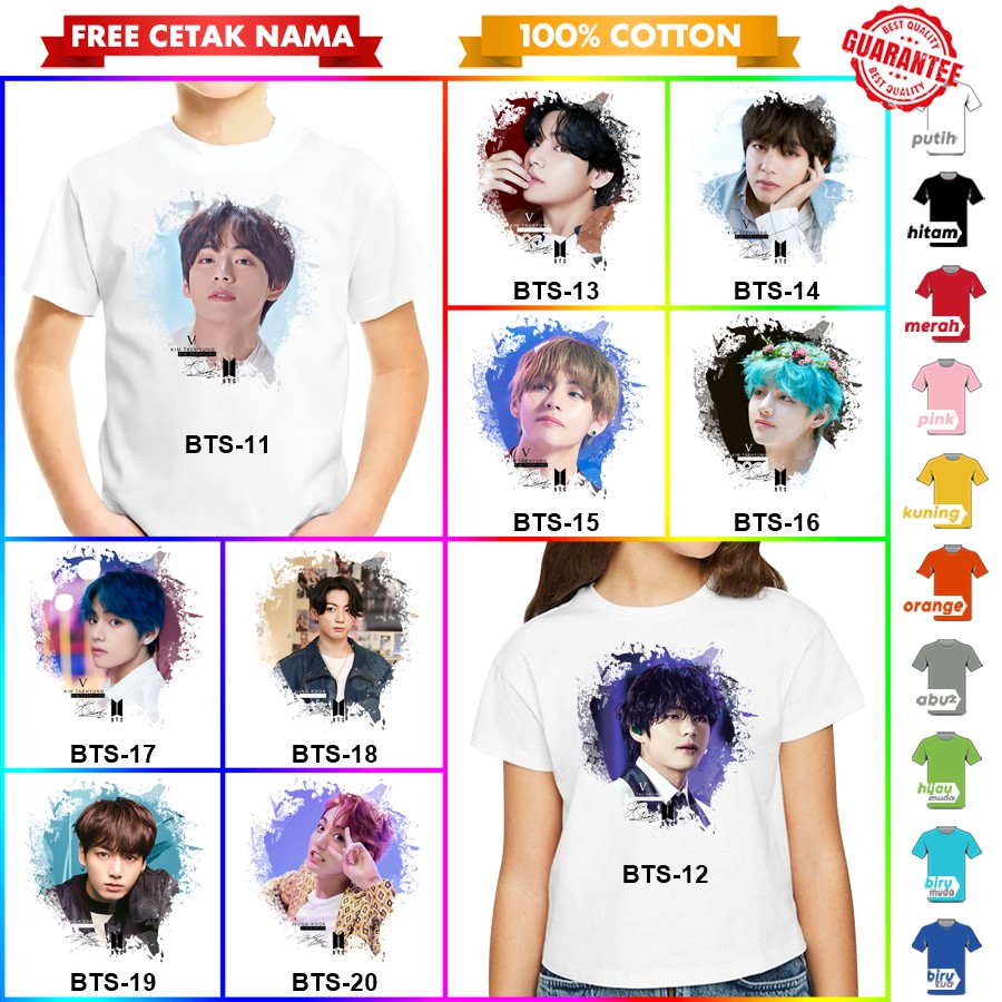 [FREE NAMA!!] Baju Kaos COUPLE ANAK DAN DEWASA BTS BANYAK MOTIF